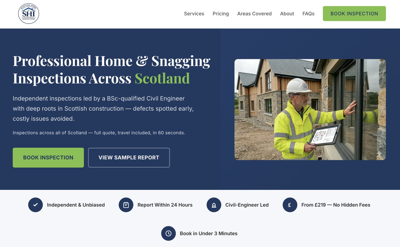 Scottish Home Inspections website homepage